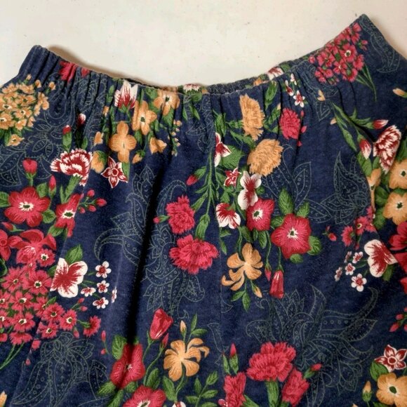 Vintage Large Skirt And Shirt Knit Outfit Set Blue Floral Cottagecore Soft USA - Picture 10 of 16